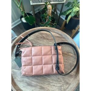 AllSaints NWT Eve Quilt Crossbody in Elasto Pink W/ Black Strap